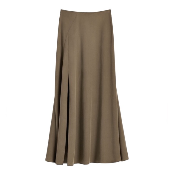 Cuyana Tencel Olive Green Split Front Boho Maxi Skirt - XS - Picture 2 of 15